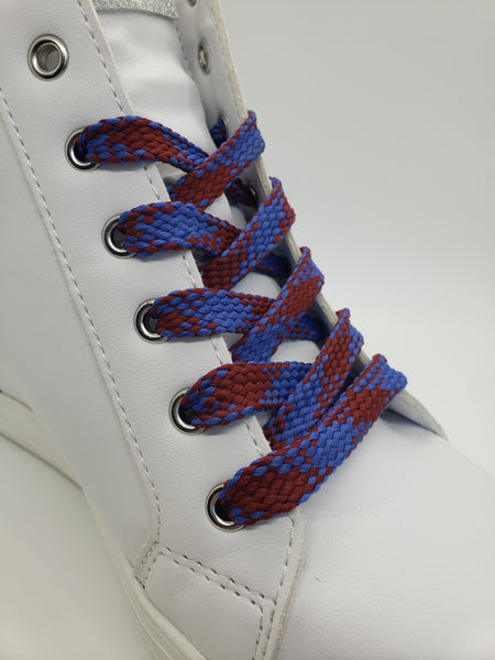 Flat Argyle Shoelaces - Maroon and Dark Blue