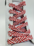 Flat Herringbone Shoelaces - Red and White