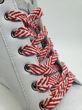 Flat Herringbone Shoelaces - Red and White