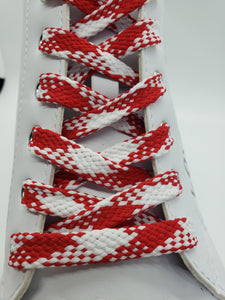 Flat Argyle Shoelaces - Red and White