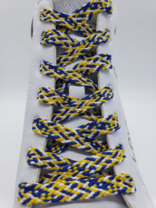 Flat Confetti Shoelaces - Yellow, Blue and White