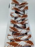 Flat Argyle Shoelaces - White and Light Brown