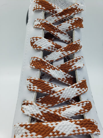 Flat Argyle Shoelaces - Light Brown and White