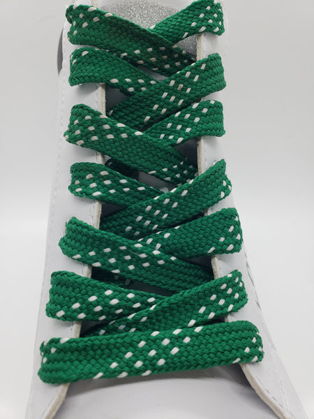 Premium Sport Laces - Green with White Accents