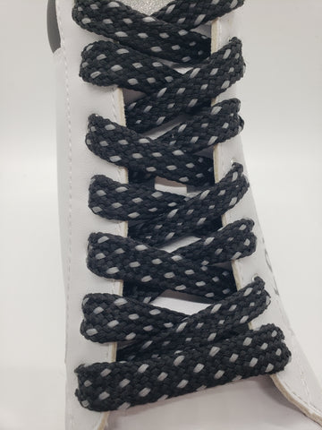 Mid Width Shoelaces - Black with Grey Dots