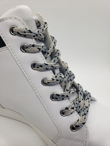Hybrid Snakeskin Shoelaces - Gray and Silver