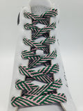 Flat Herringbone Shoelaces - Green and Pink