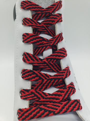 Flat Herringbone Shoelaces - Black and Red