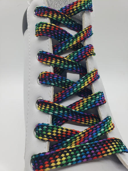 Flat Rainbow Shoelaces - Dark
