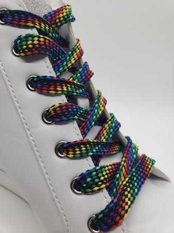 Flat Rainbow Shoelaces - Dark