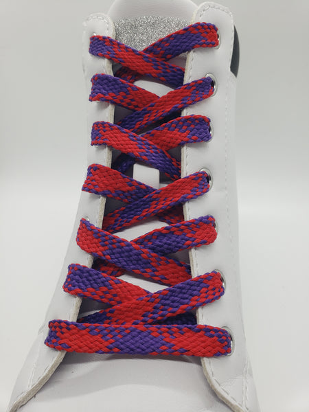 Flat Argyle Shoelaces - Red and Purple