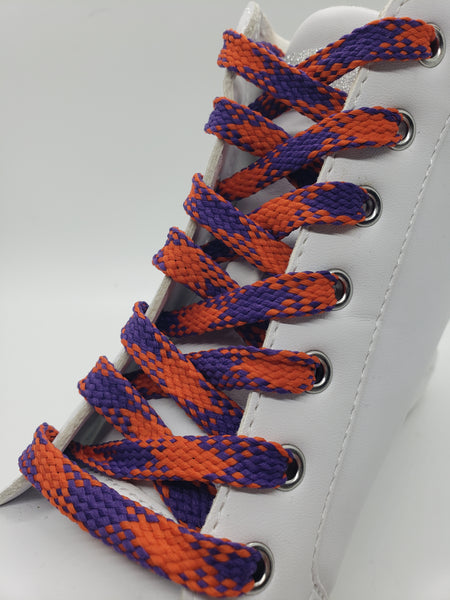 Flat Argyle Shoelaces - Purple and Orange