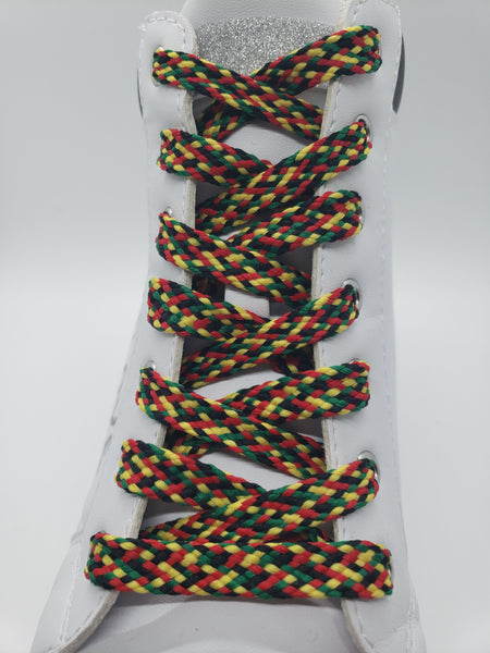 Flat Rasta Confetti Shoelaces - Yellow, Red Green and Black