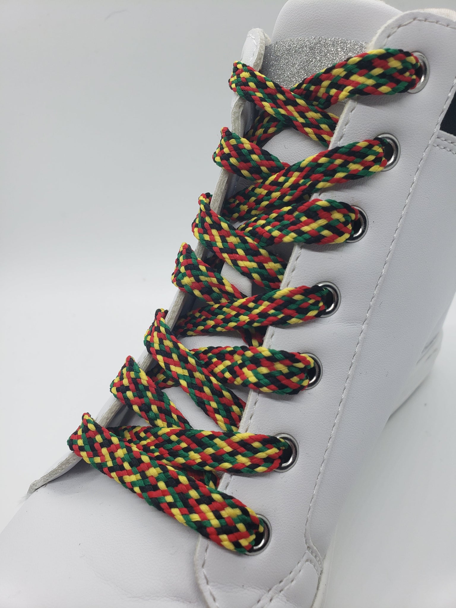 Flat Rasta Confetti Shoelaces - Yellow, Red Green and Black