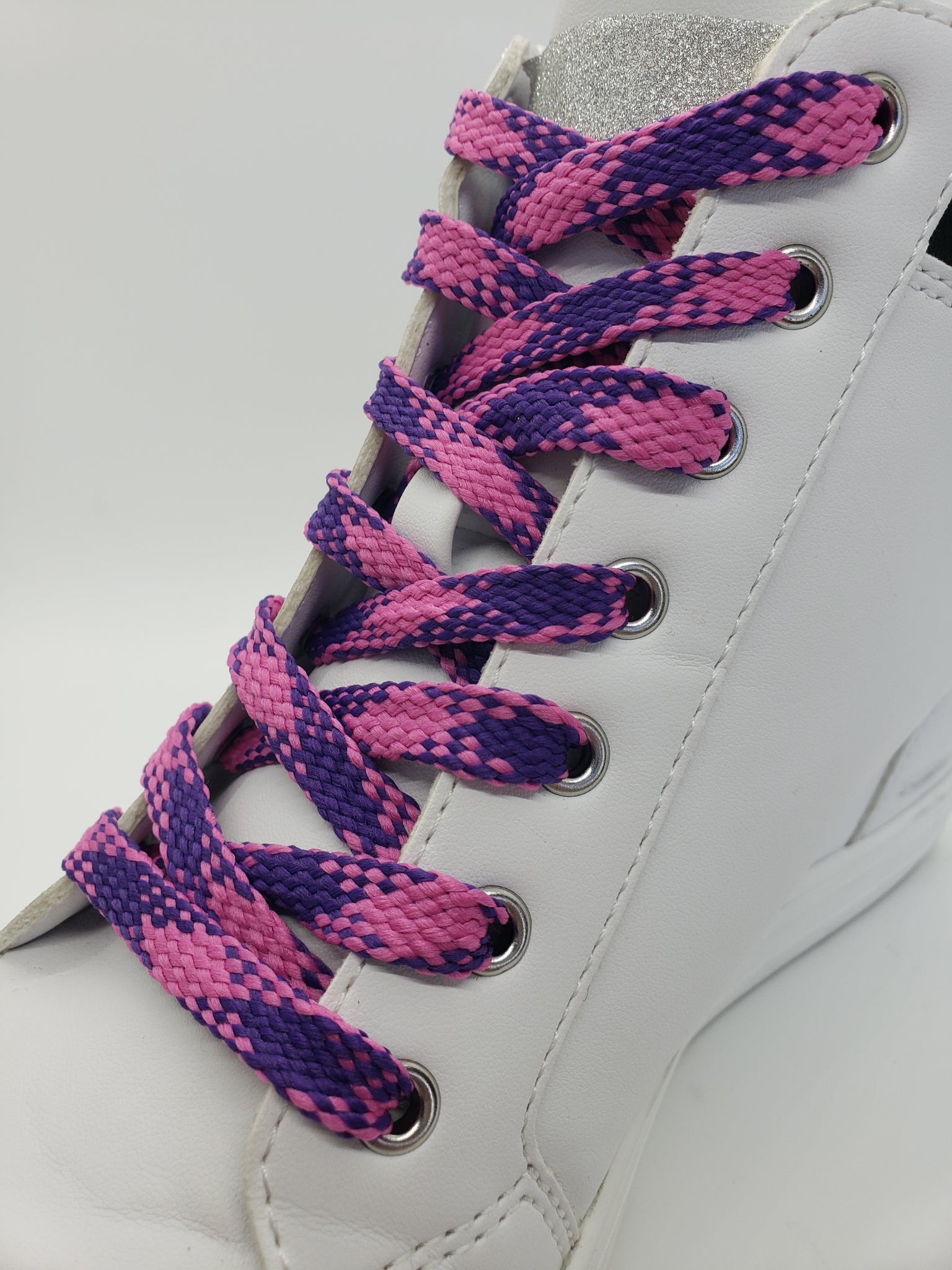 Flat Argyle Shoelaces - Fuchsia and Purple