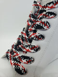 Flat Plaid Shoelaces - Red, Black and White