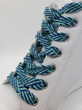 Flat Herringbone Shoelaces - Blue and Teal