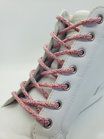 Round Sparkle Shoelaces - Soft Pink
