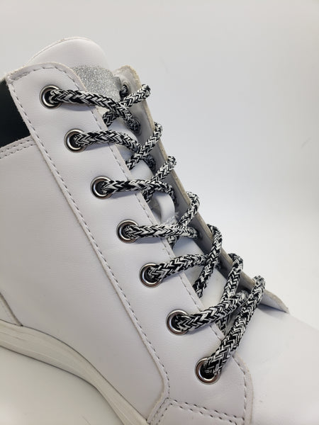 Round Tweed Shoelaces - Black and White
