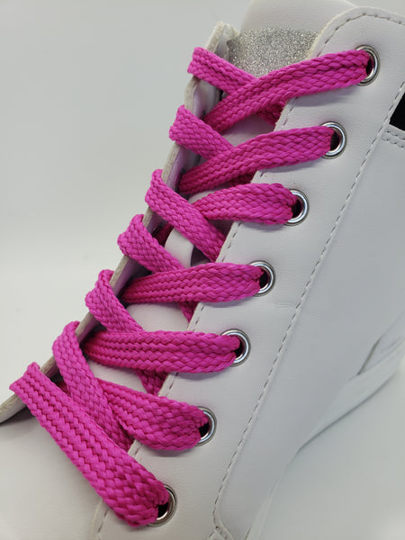 Flat Solid Shoelaces - Neon Pink