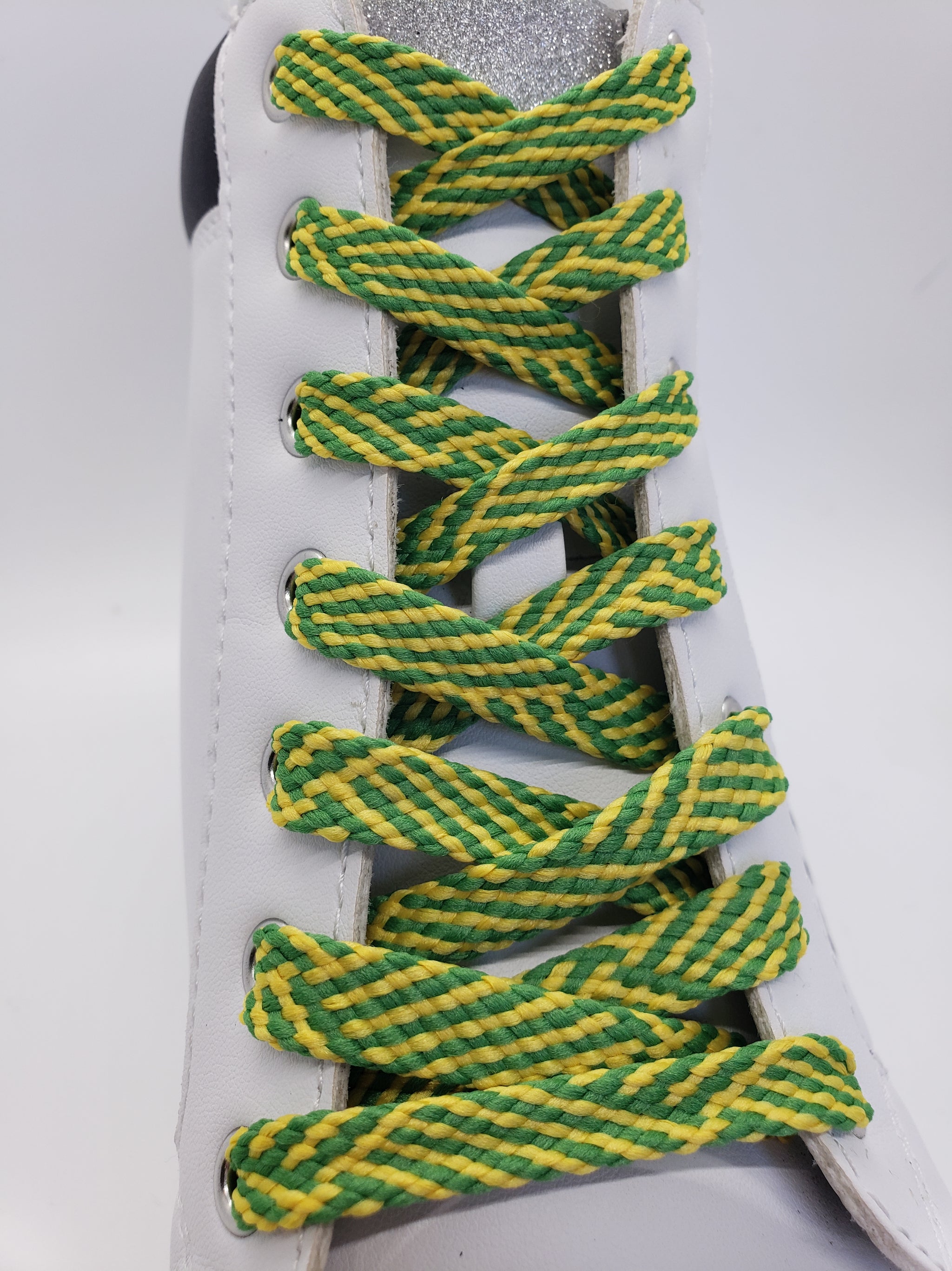 Flat Herringbone Shoelaces Lime Green and Yellow The Shoe Lace Factory