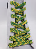 Flat Herringbone Shoelaces - Lime Green and Yellow