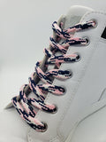 Hybrid Multicolor Shoelaces - Navy blue, Pink and White