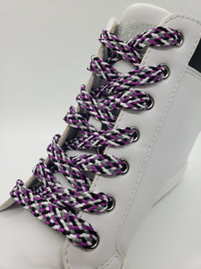 Flat Confetti Shoelaces - Purple, Black, Grey and White