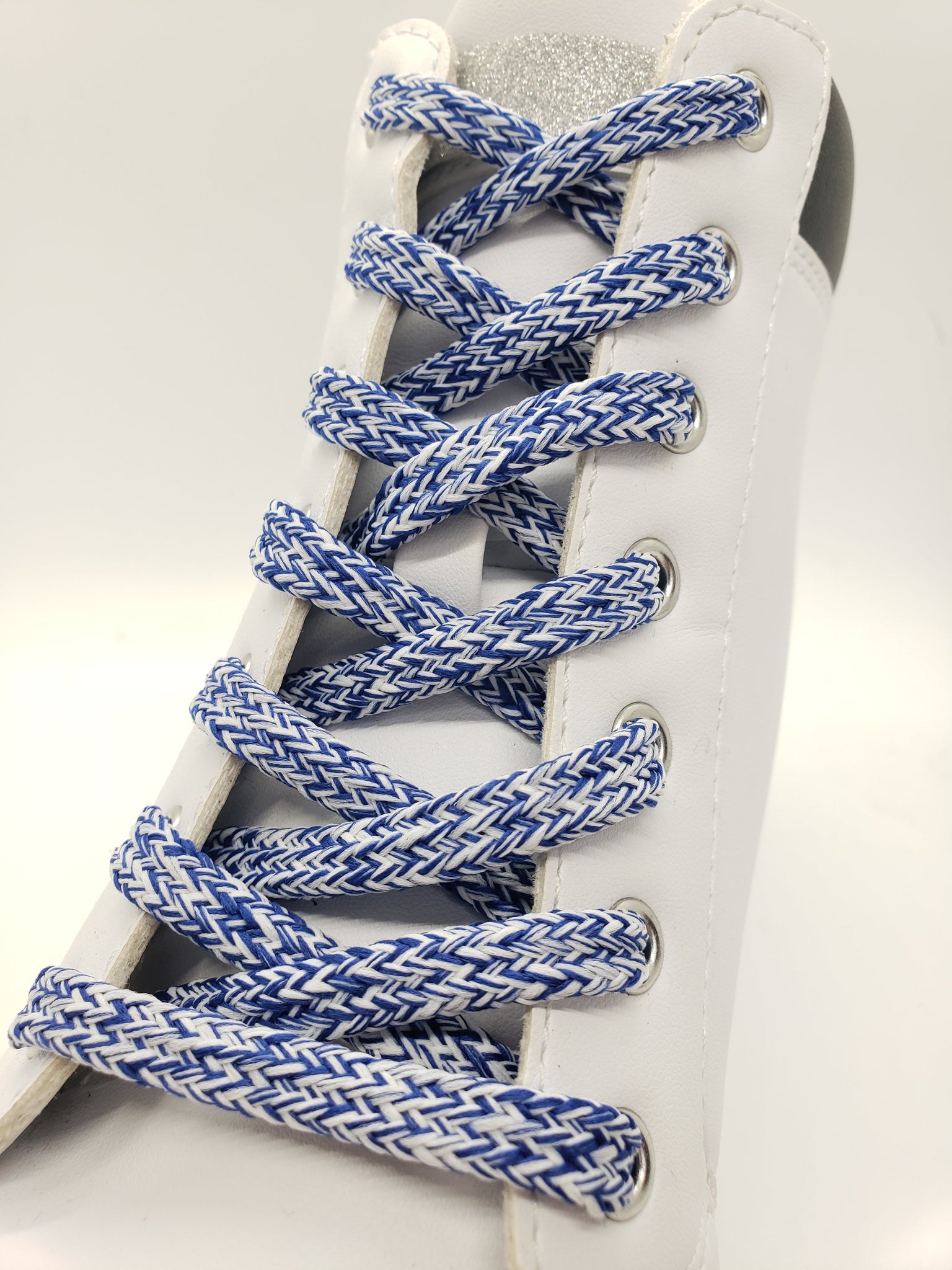 Hybrid Tweed Shoelaces- Blue and White