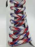 Flat American Flag Sparkle Shoelaces - Red, White and Blue