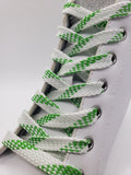 Flat Glow in the Dark Shoelaces - Neon Green and White
