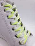Flat Glow in the Dark Shoelaces - Neon Yellow and White