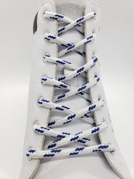 Round Glow in the dark Shoelaces- White with Blue Accents