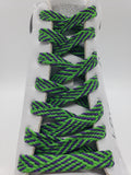 Flat Herringbone Shoelaces - Purple and Lime Green