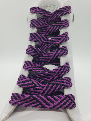 Flat Herringbone Shoelaces - Purple and Black