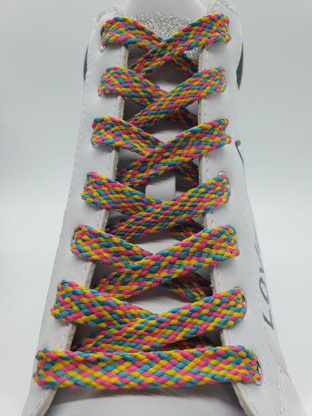 Flat Confetti Shoelaces - Yellow, Blue and Pink