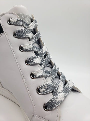 Flat Argyle Shoelaces - Gray and White