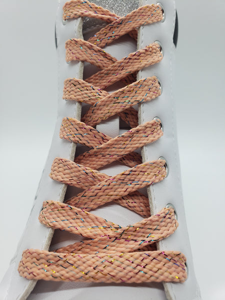 Flat Sparkle Shoelaces- Peach