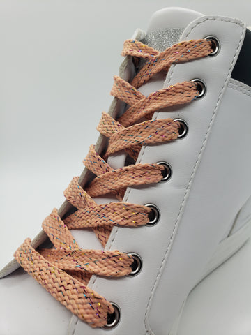 Flat Sparkle Shoelaces- Peach
