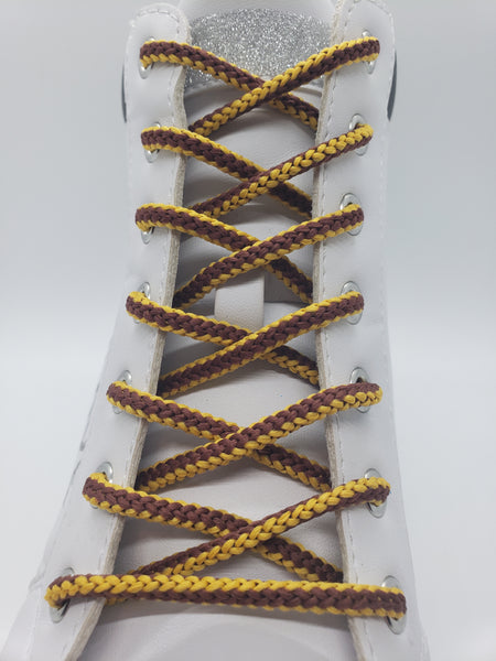Round Striped Shoelaces - Yellow & Brown