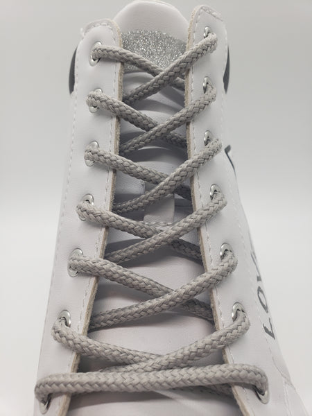 Round Solid Shoelaces - Silver Gray