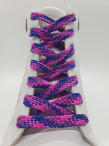 Flat Plaid Shoelaces - Pink, Purple  and Blue