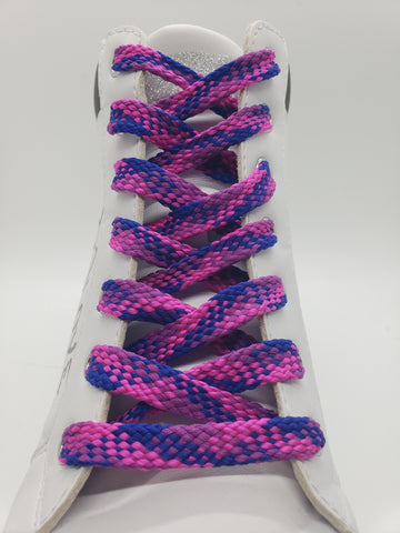 Flat Plaid Shoelaces - Pink, Purple  and Blue