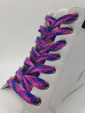 Flat Plaid Shoelaces - Pink, Purple  and Blue