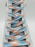 Flat Plaid Shoelaces - Light Blue, Peach and White