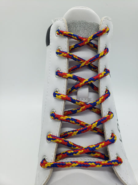 Round Multicolor Shoelaces - Red, Yellow, Blue