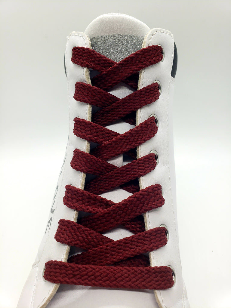 Flat Solid Shoelaces Maroon – The Shoe Lace Factory