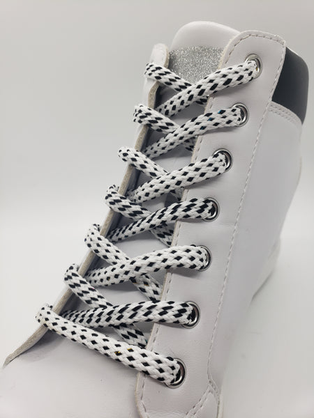 Hybrid Shoelaces - White with Black Accents