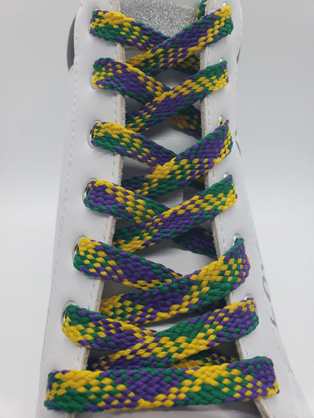 Flat Mardi Gras Shoelaces