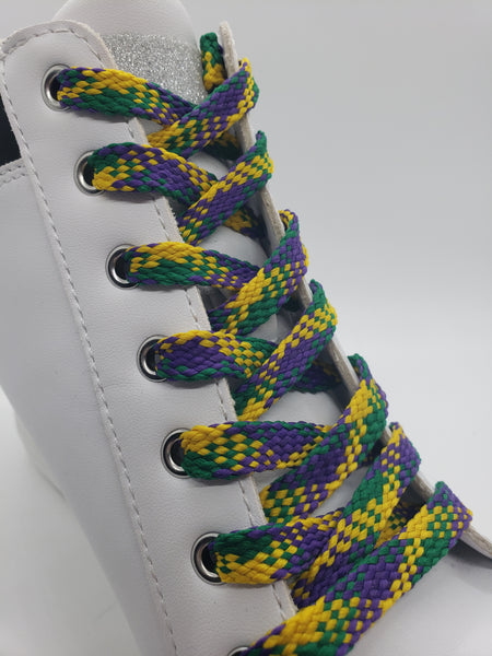 Flat Mardi Gras Shoelaces